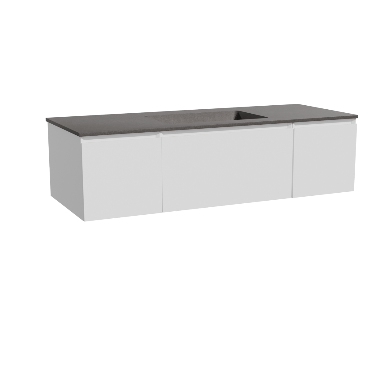 Storke Edge meuble salle de bains suspendu 135 x 52 cm blanc mat avec Scuro plan simple en quartz noir mat
