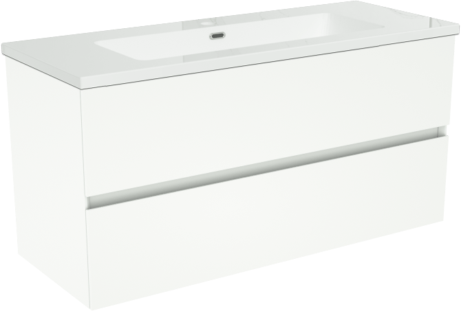 Storke Edge meuble salle de bains suspendu 100 x 40 cm blanc mat avec Diva plan simple en marbre composite blanc brillant