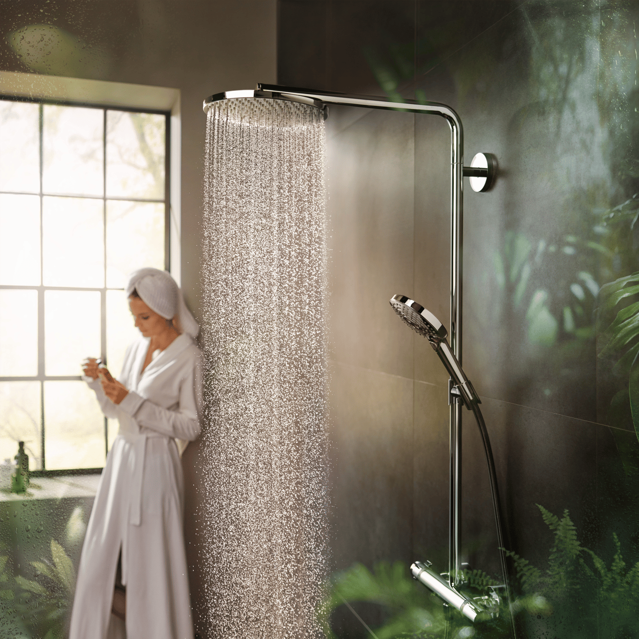 Hansgrohe Raindance Select S 240 Powderrain colonne de douche de pluie mitigeur thermostatique Chrome Brillant