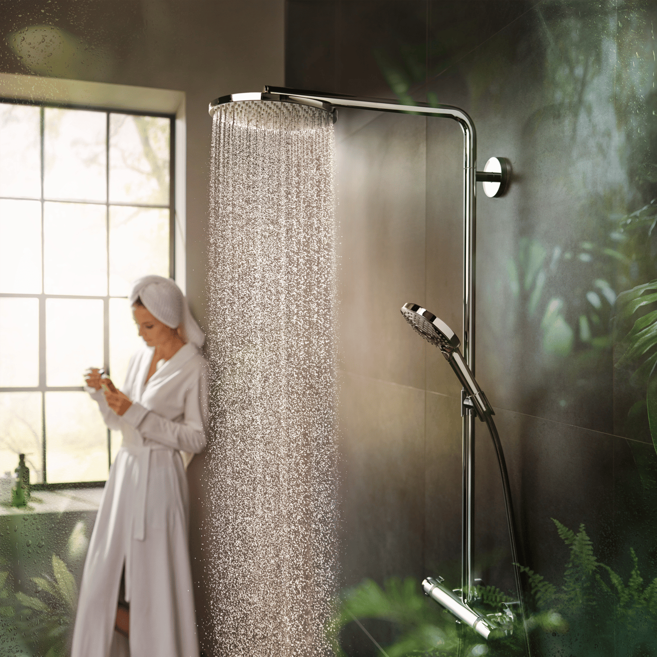 Hansgrohe Raindance Select S 240 Powderrain colonne de douche de pluie mitigeur thermostatique Chrome Brillant
