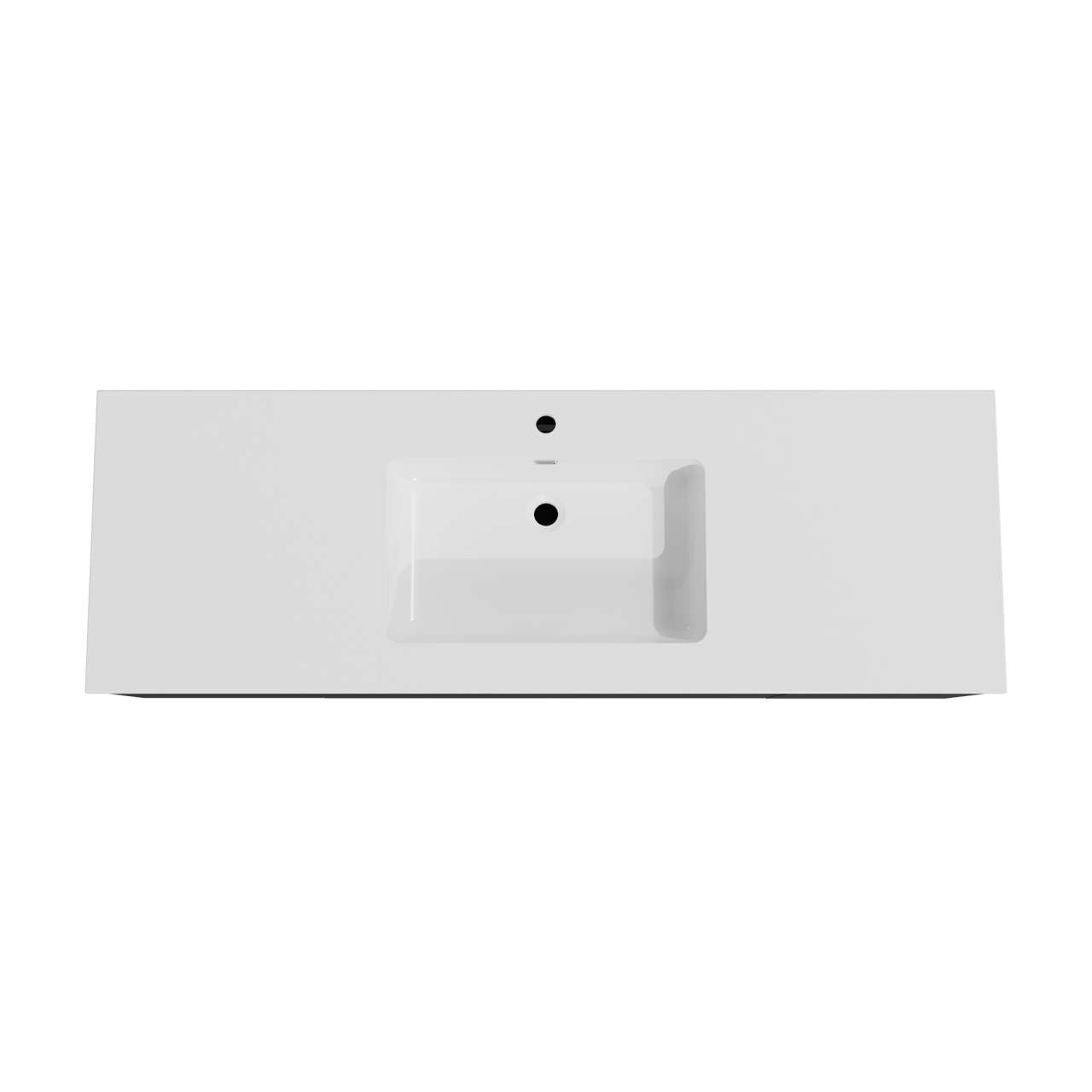 Storke Edge hängendes Möbelstück Set: 155 x 52 cm, Schwarz matt, mit Diva Einzelwaschtisch, Marmorkomposit Weiß glänzend