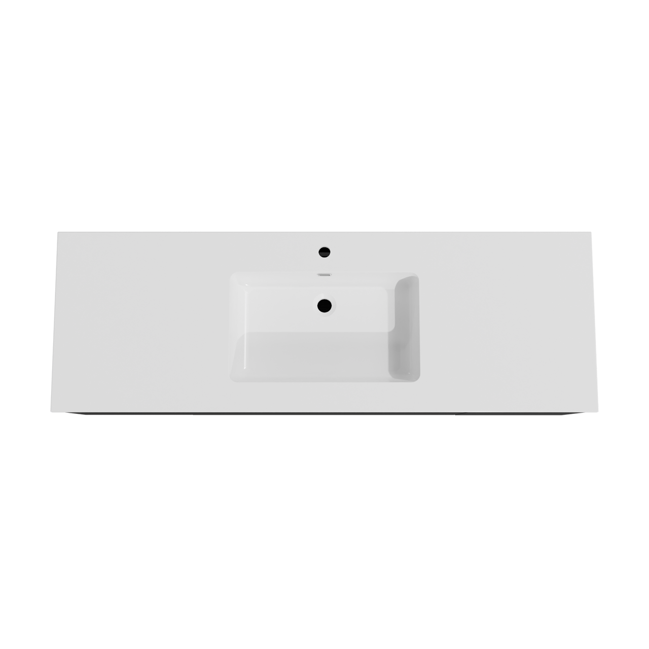 Storke Edge meuble salle de bains suspendu 155 x 52 cm noir mat avec Diva plan simple en marbre composite blanc brillant