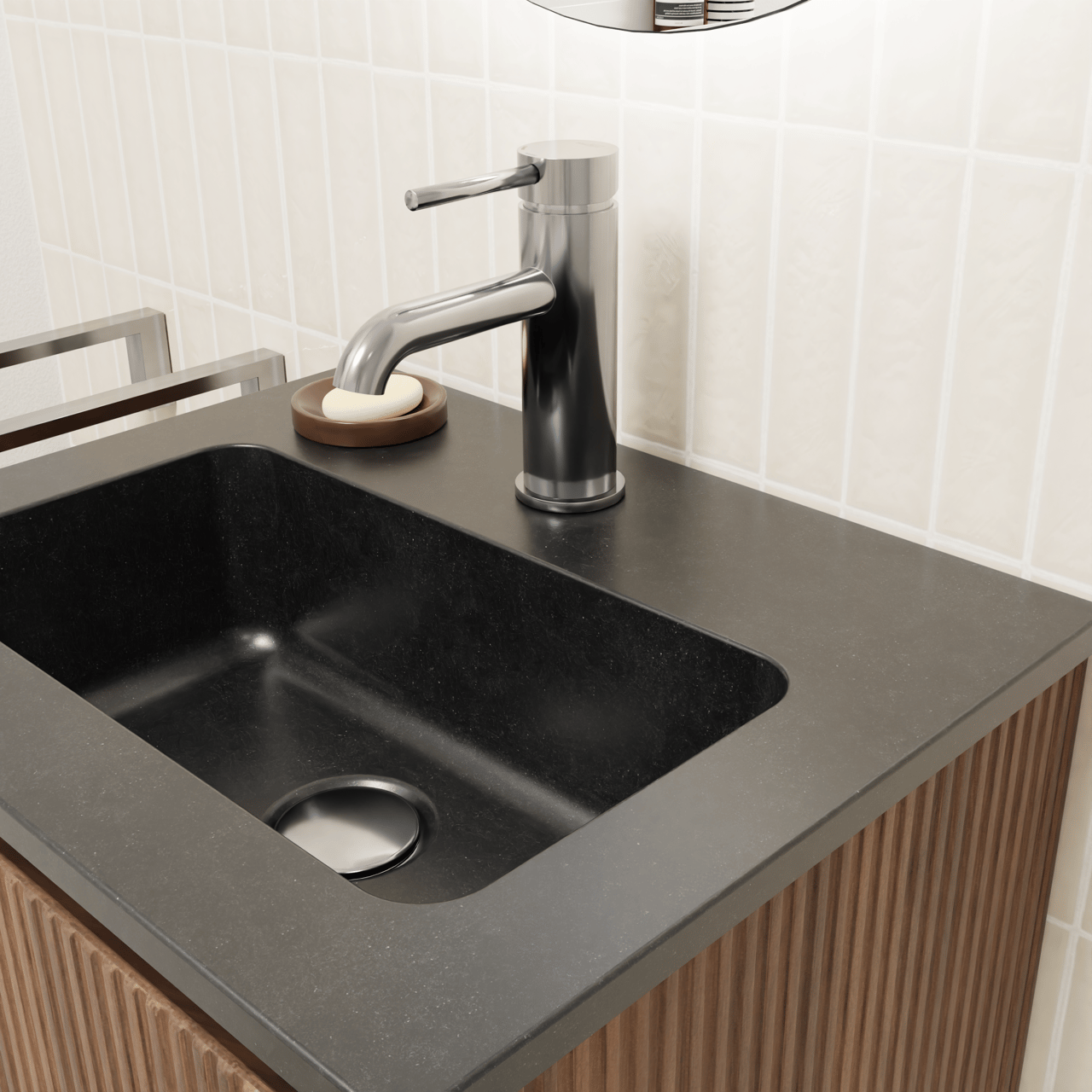 Blaufoss Round EcoStart standaard wastafelkraan glanzend chroom