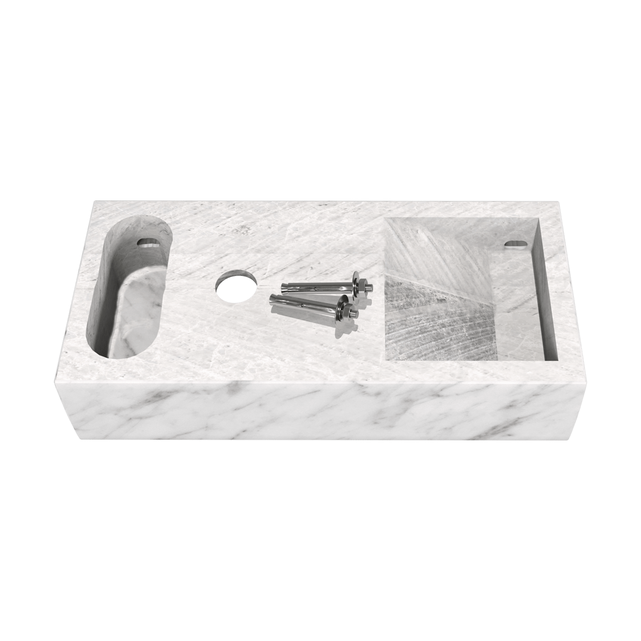 Balmani Mood Handwaschbecken: Carrara-Marmor, 45 x 20 cm