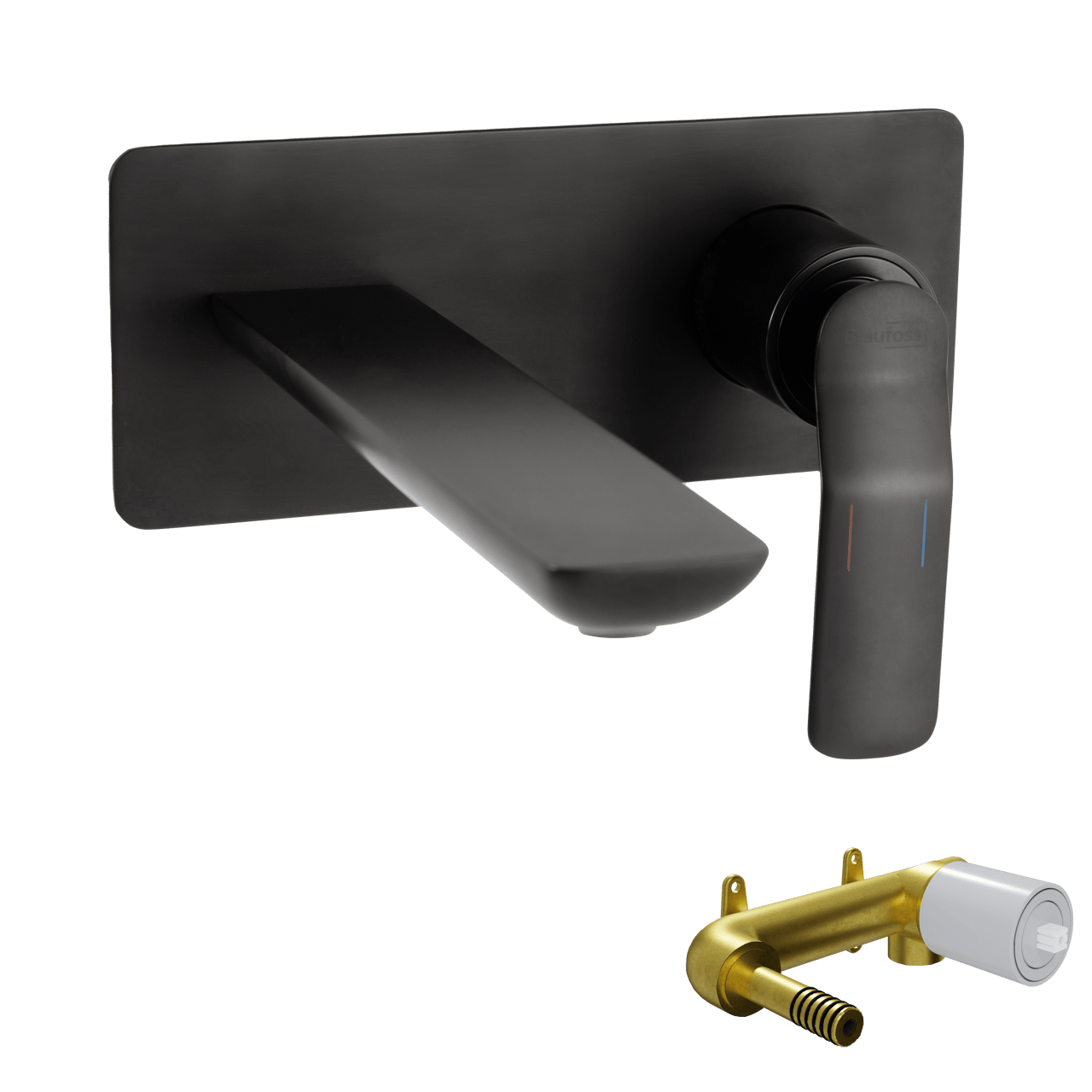 Blaufoss Expo inbouw wastafelkraan mat zwart incl. inbouwelement