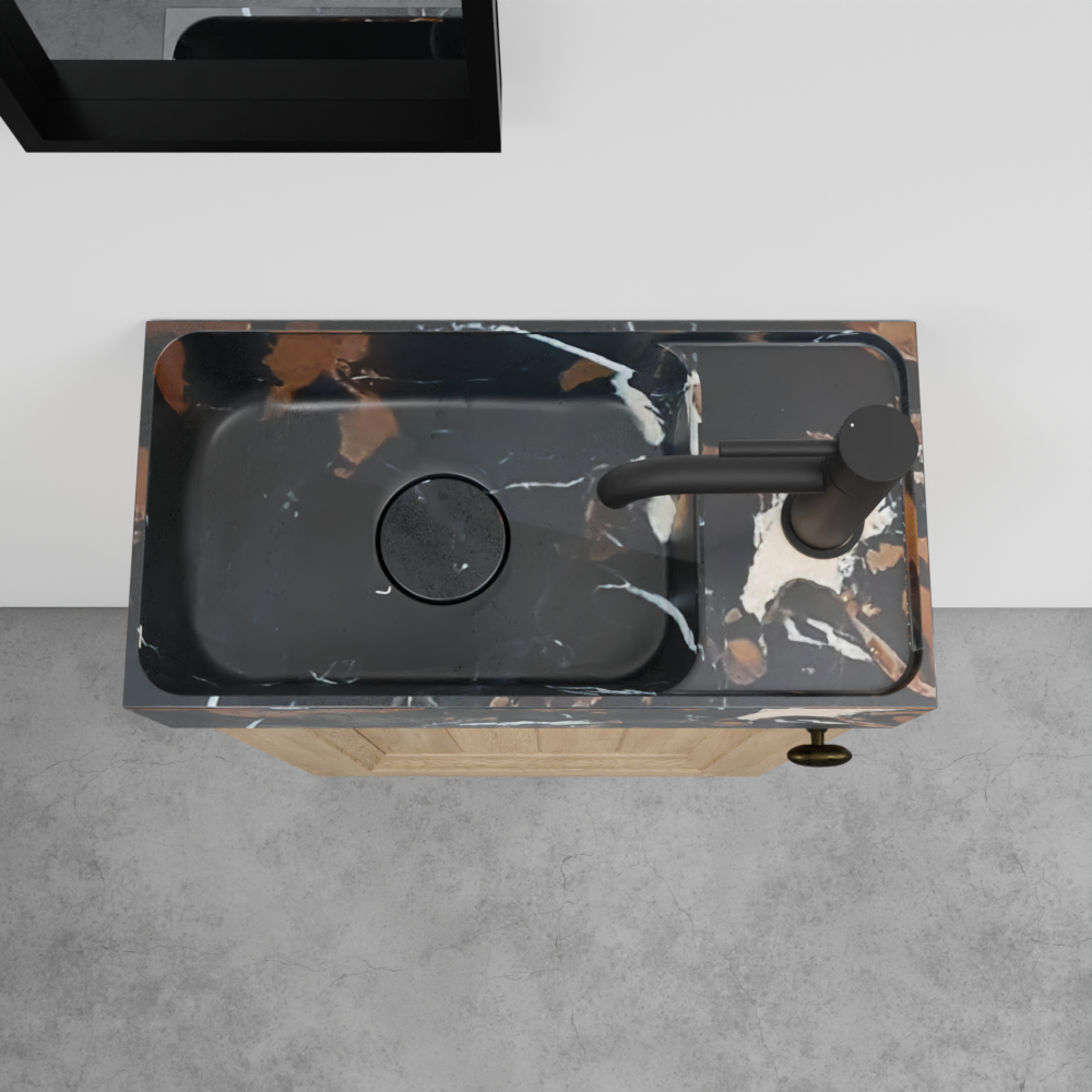 Balmani Lemon zwevend toiletmeubel 42 x 21 cm verweerd eiken met Dama wastafel in Portoro Gold marmer