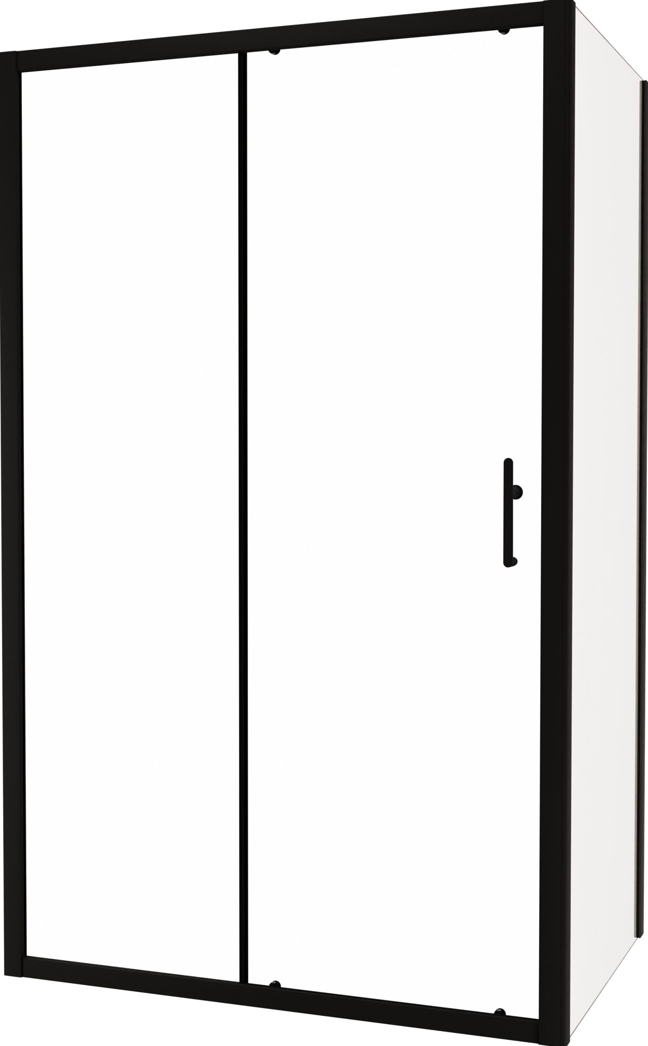 Linie Cadiz douchehoek met schuifdeur en vaste zijwand, 120 x 80 cm, helder glas, zwarte profielen