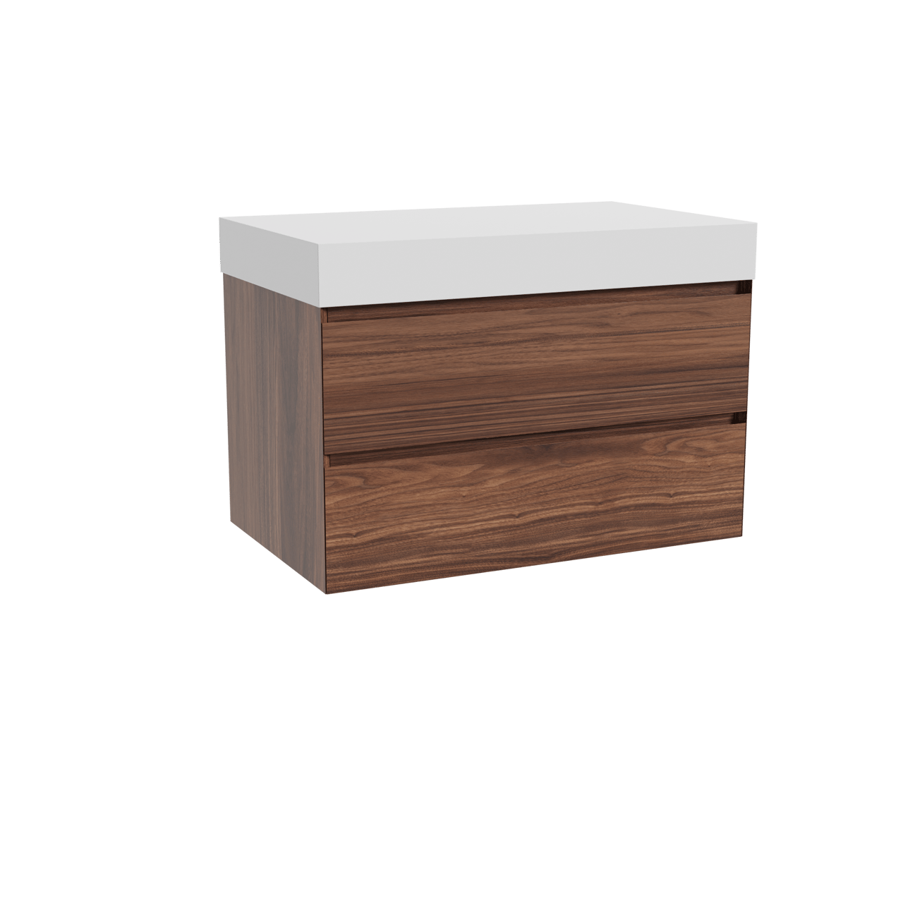 Balmani Mitra hängendes Möbelstück Set: 90 x 55 cm, Nussbaum, mit Dominus Einzel Waschtischplatte, Solid Surface Weiß matt