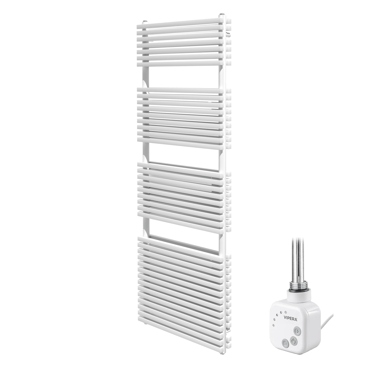 Vipera Vesuvio dubbele handdoekradiator 60 x 180 cm elektrische verwarming mat wit zij- en middenaansluiting 1500W, weerstand inbegrepen
