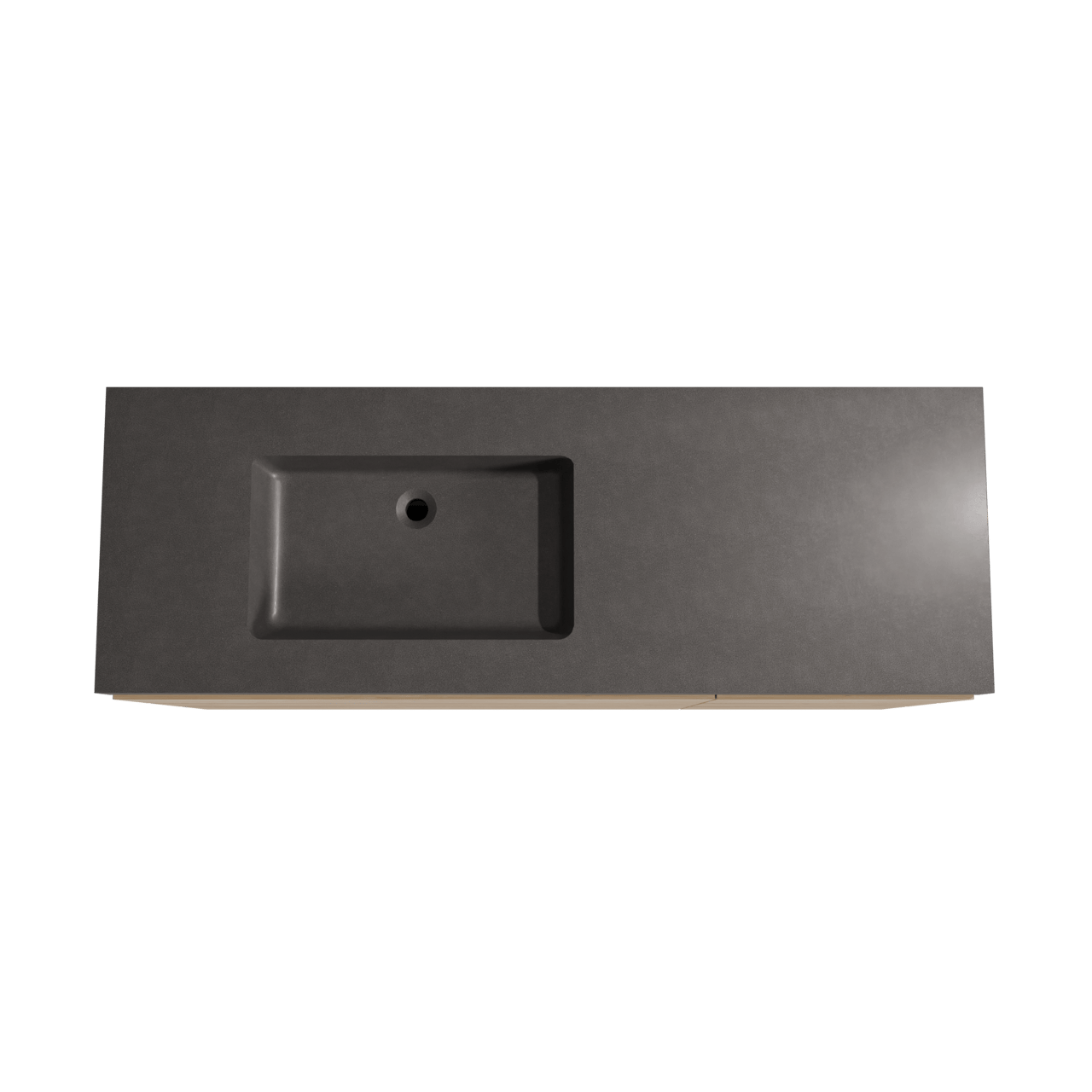 Storke Edge staand badkamermeubel 150 x 52 cm ruwe eik met Scuro High asymmetrisch linkse wastafel in kwarts mat zwart