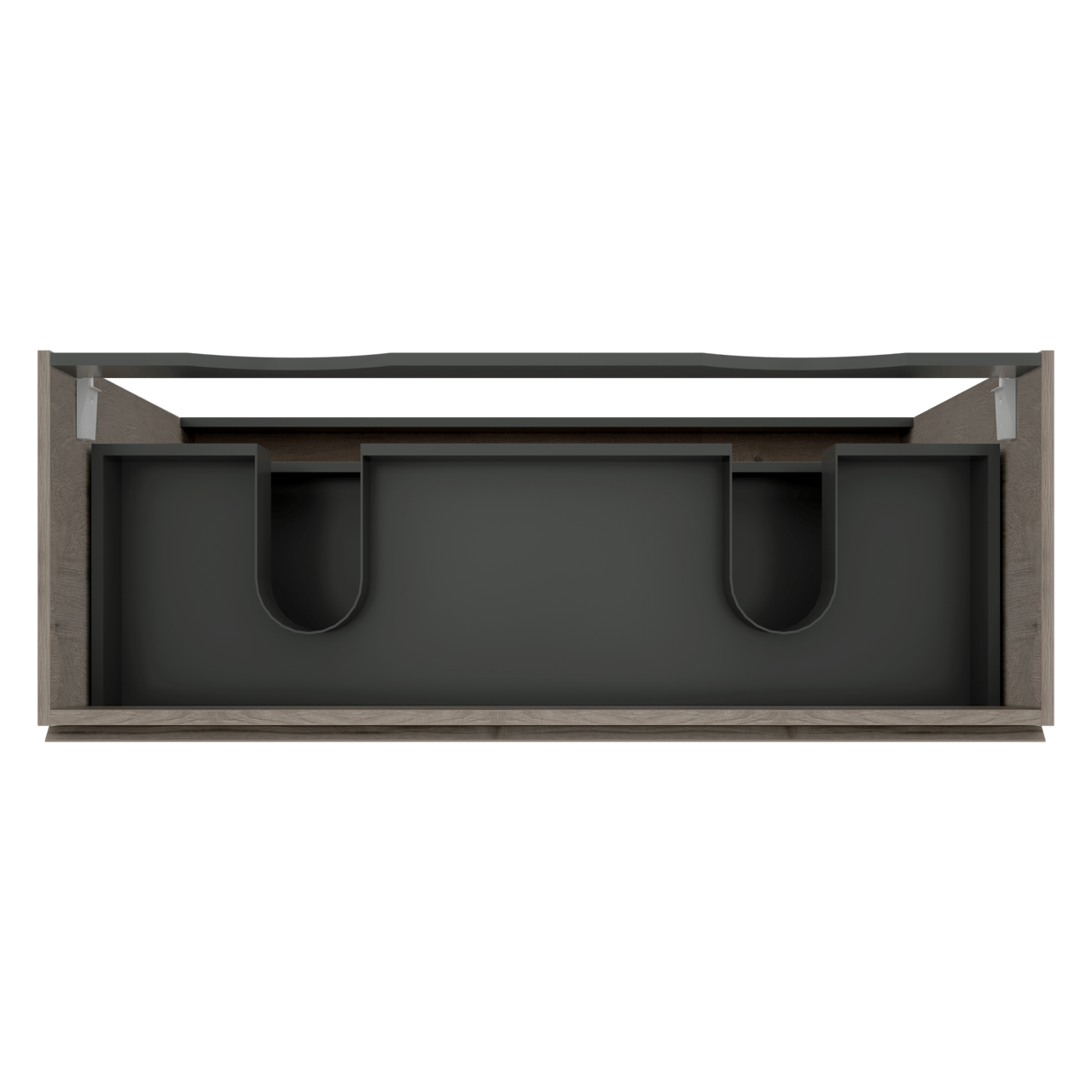 Linie Lado meuble salle de bains à poser 120 x 46 cm chêne gris avec Lado tablette simple ou double en mélaminé ardoise gris