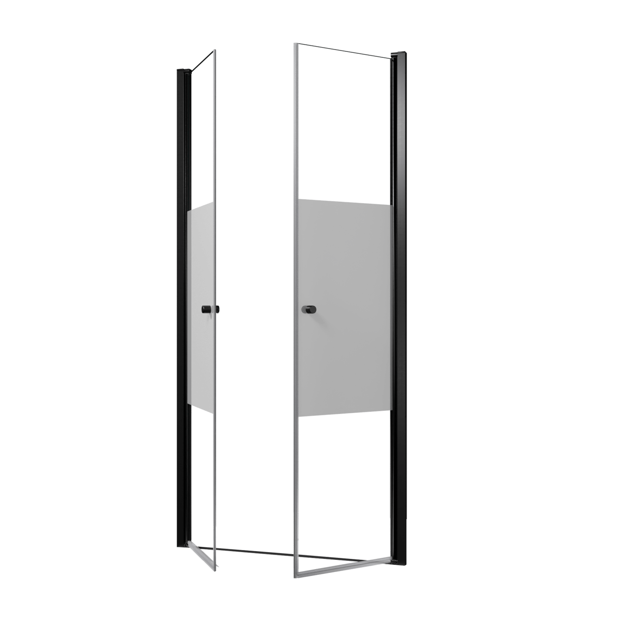 Luca Varess Kuresa douche pendeldeur 100 x 200 cm helder glas met matte strook mat zwart profiel