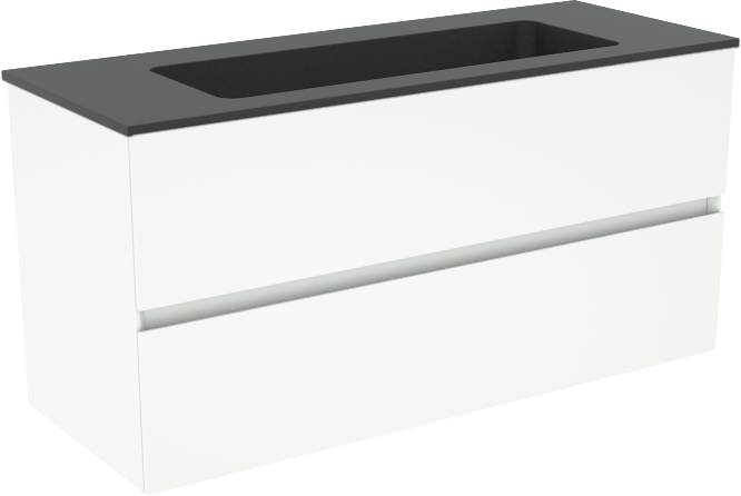 Storke Edge meuble salle de bains suspendu 100 x 40 cm blanc mat avec Scuro plan simple en quartz noir mat