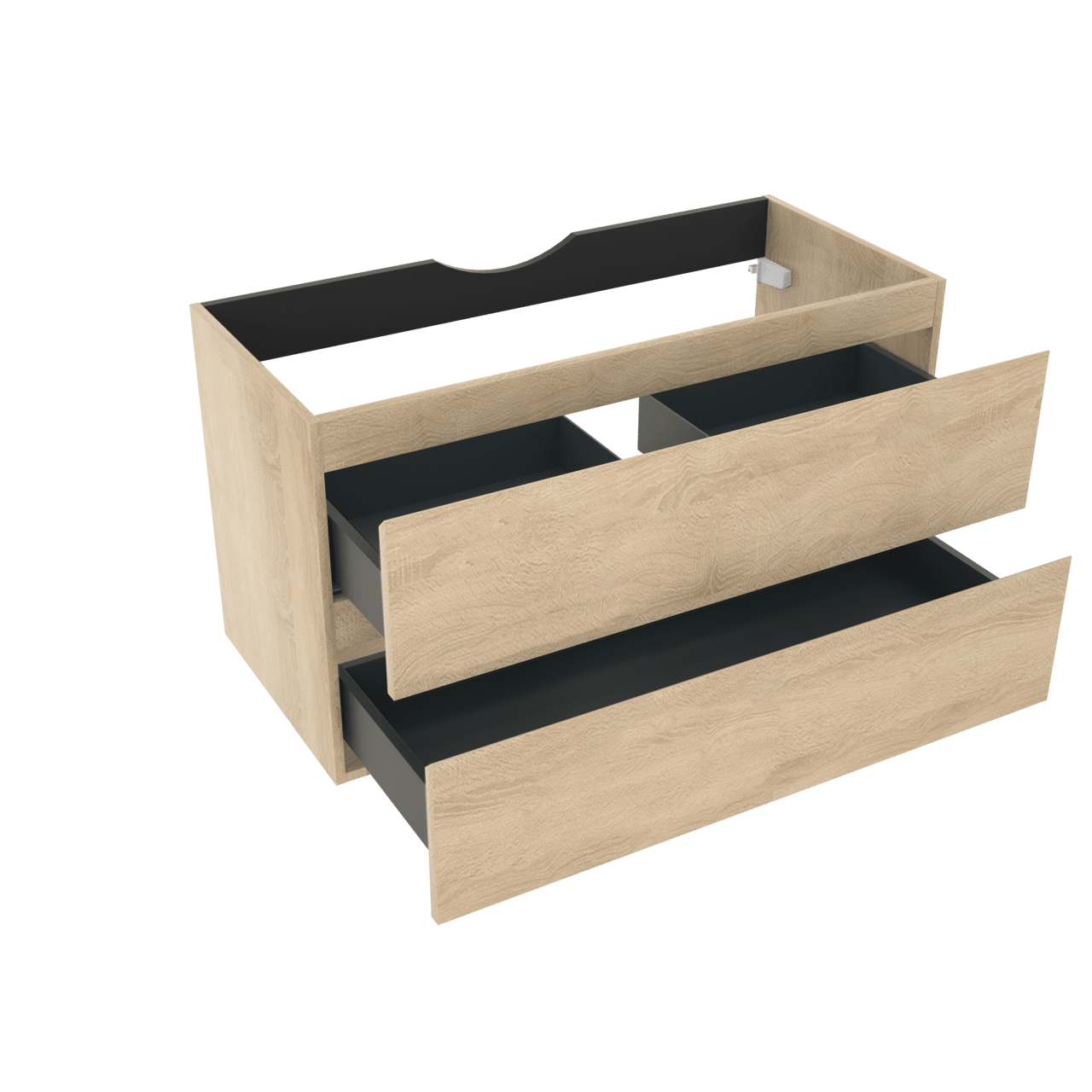 Linie Lado meuble sous-vasque suspendu 100 x 46 cm chêne blanc 2 tiroirs