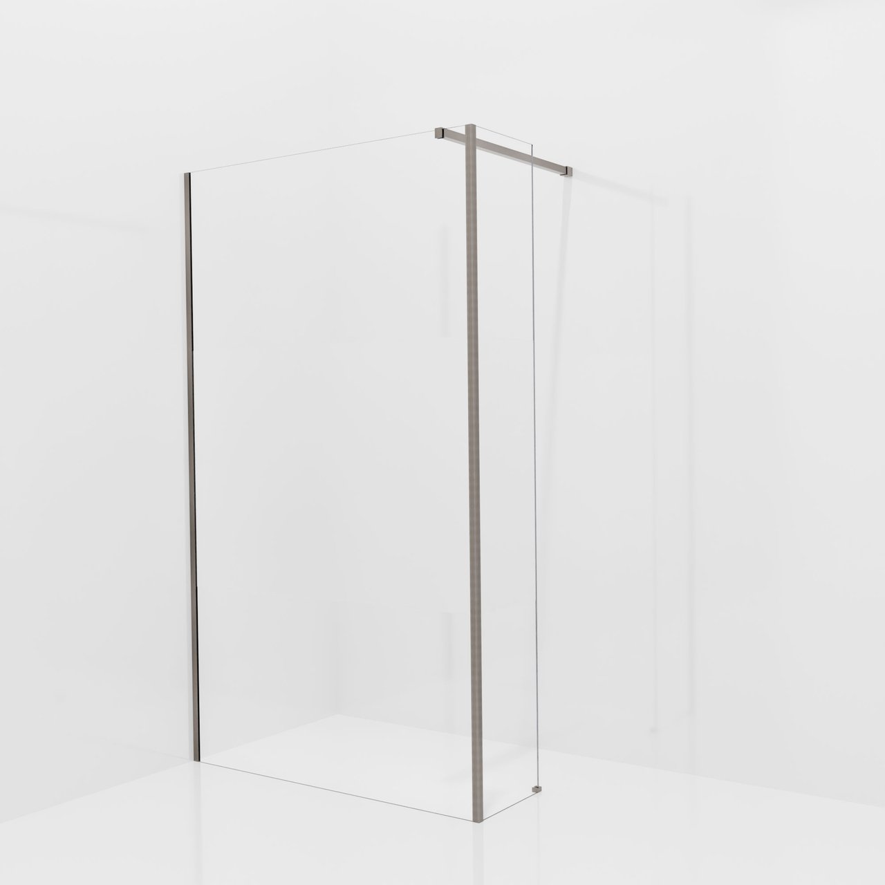 Balmani Modular Walk-In Dusche mit fester Seitenwand: 120 x 200 cm, Klarglas mit mattiertem Streifen, inklusive Coating, Profil Brushed GunMetal