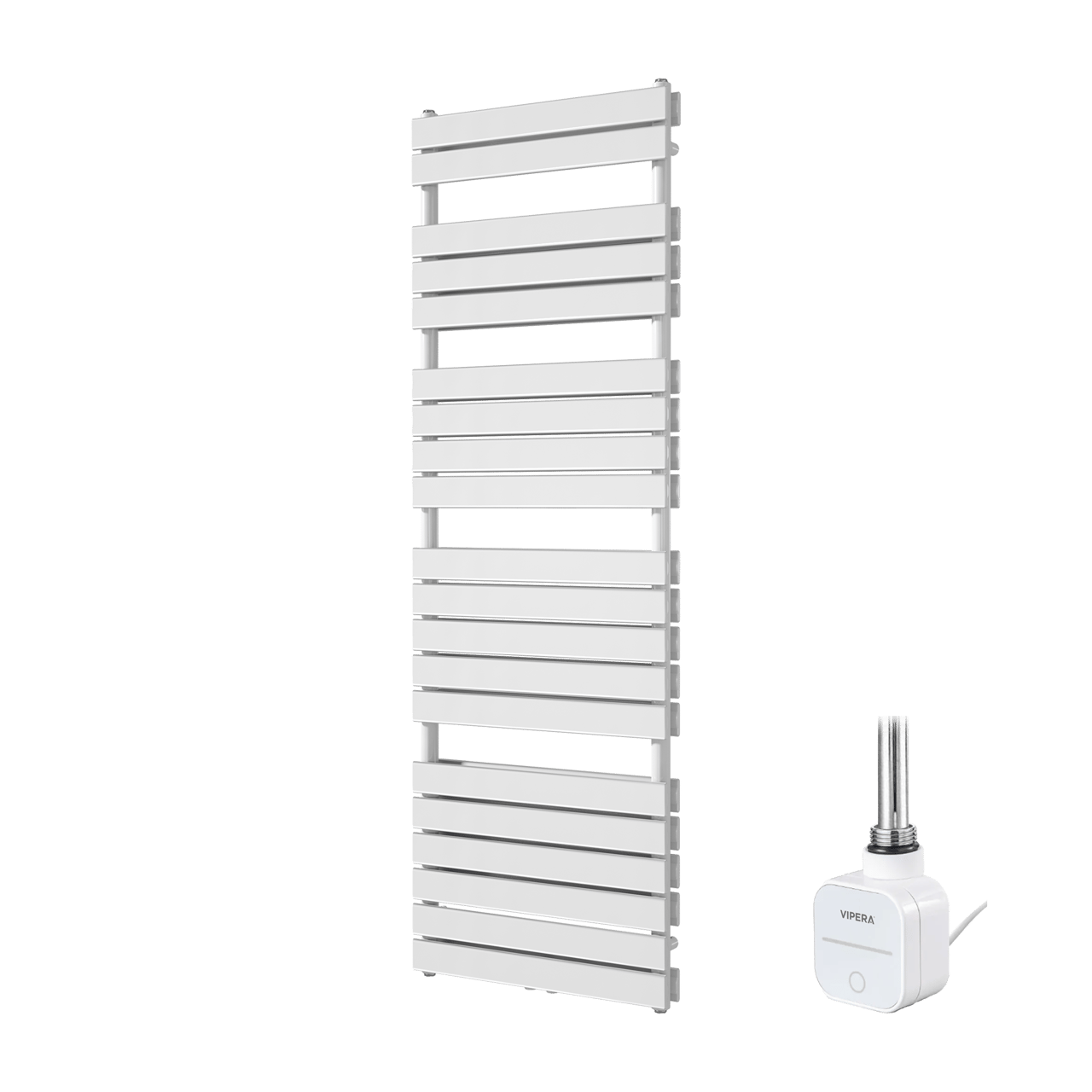 Vipera Vulcan dubbele handdoekradiator 60 x 183,5 cm elektrische verwarming glanzend wit zij- en middenaansluiting 1486W, weerstand inbegrepen