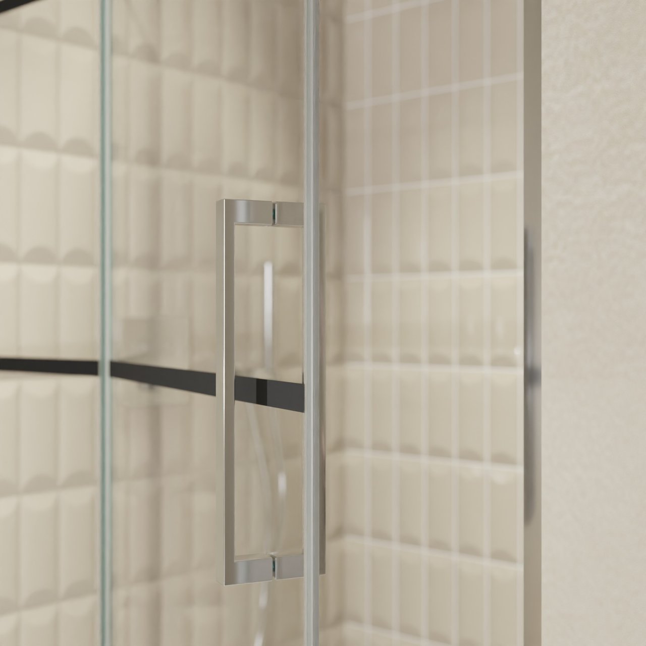 Balmani Senses Design porte pivotante à gauche 120 cm x 210 cm verre Lined, Profil chrome