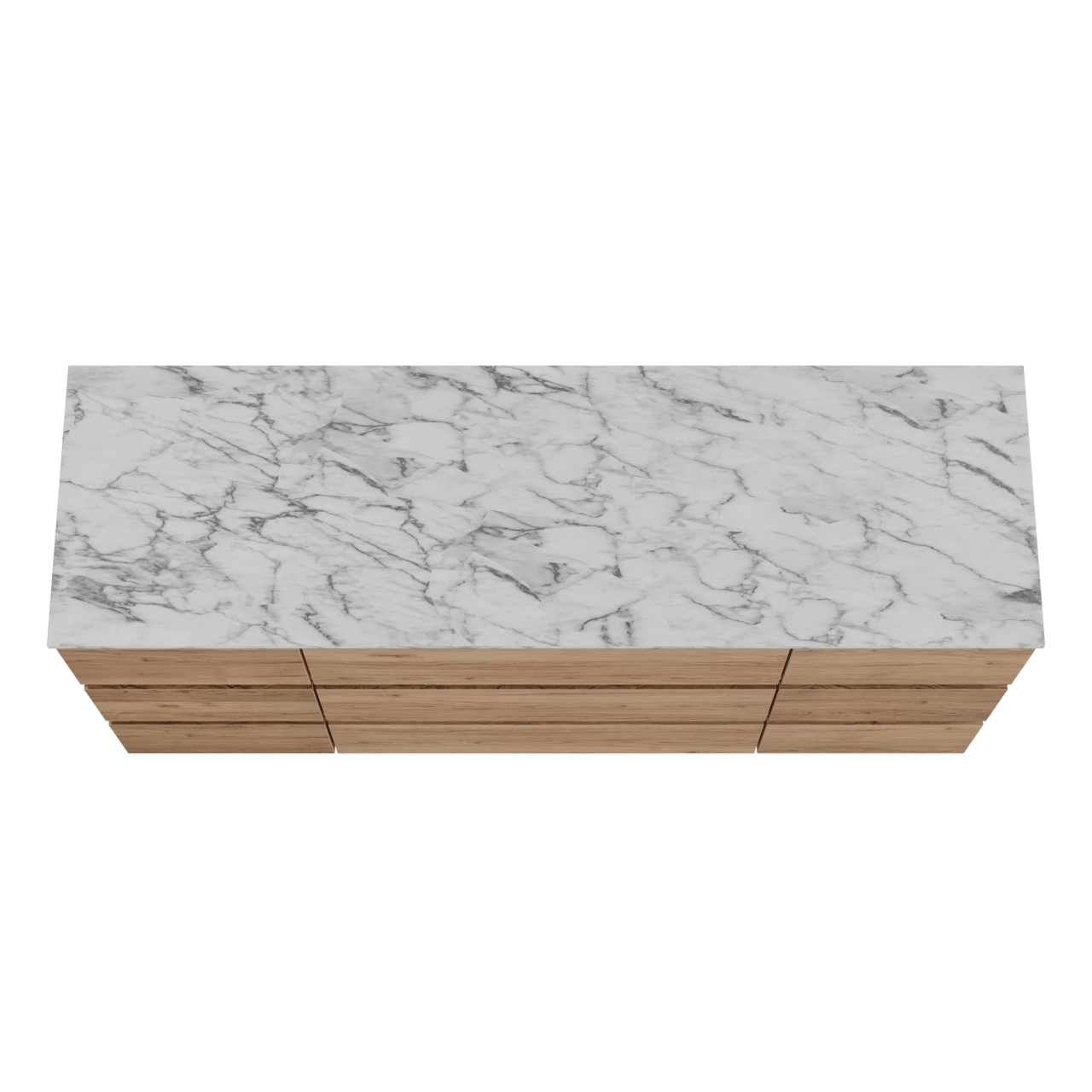 Balmani Lucida freistehendes Möbelstück Set: 180 x 55 cm, Teak, mit Stretto Einzel- oder Doppel Waschtischplatte, Marmor Carrara