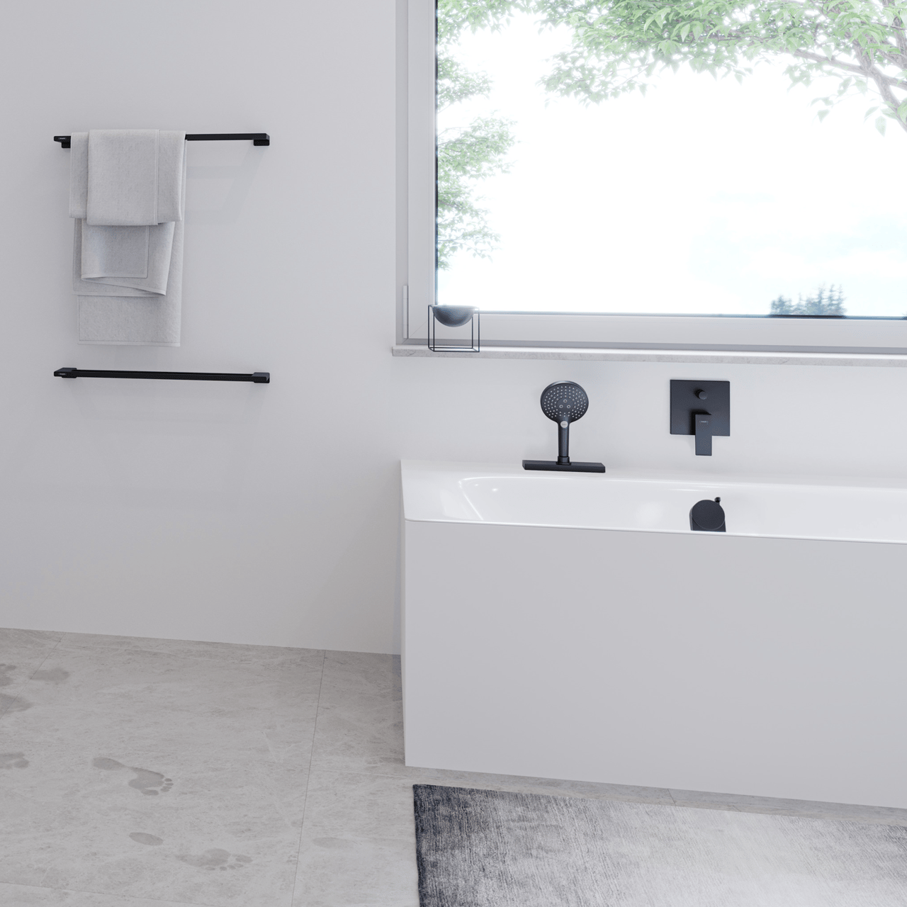 Hansgrohe Exafill S afwerkset badvulling, afvoer en overloop Mat zwart
