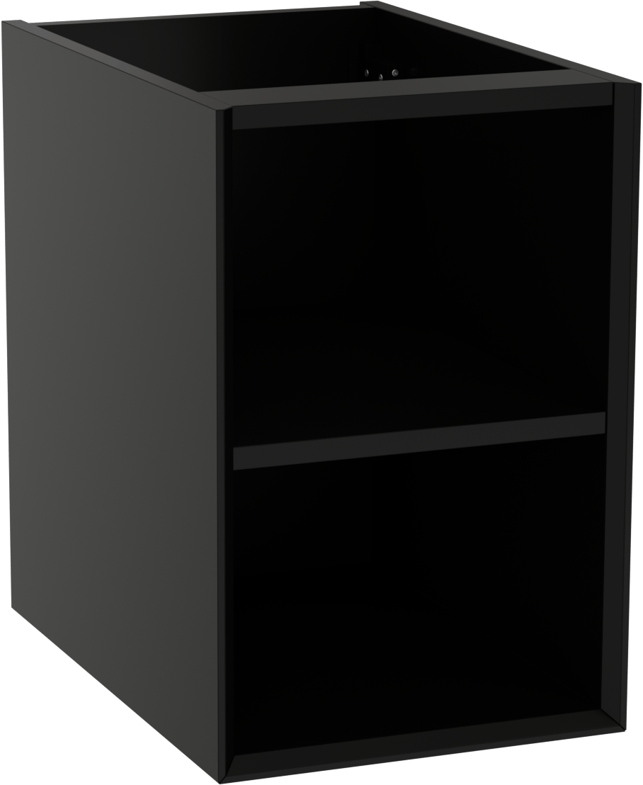 Storke Edge zwevend wastafelonderkast 35 x 52 cm Mat Zwart met 2 open nissen