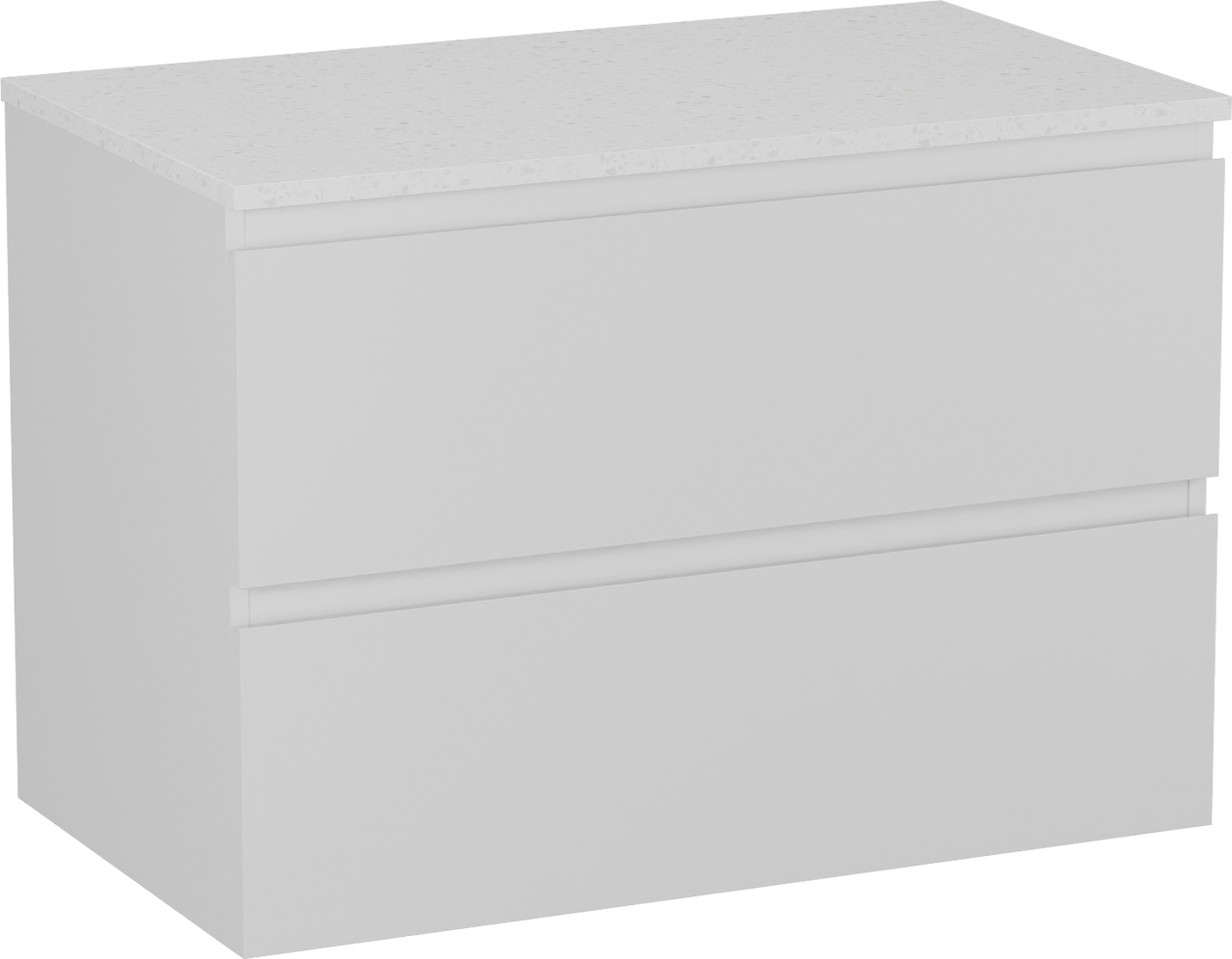 Linie Lado meuble salle de bains suspendu 80 x 46 cm blanc brillant avec Lado tablette simple en mélaminé terrazzo blanc