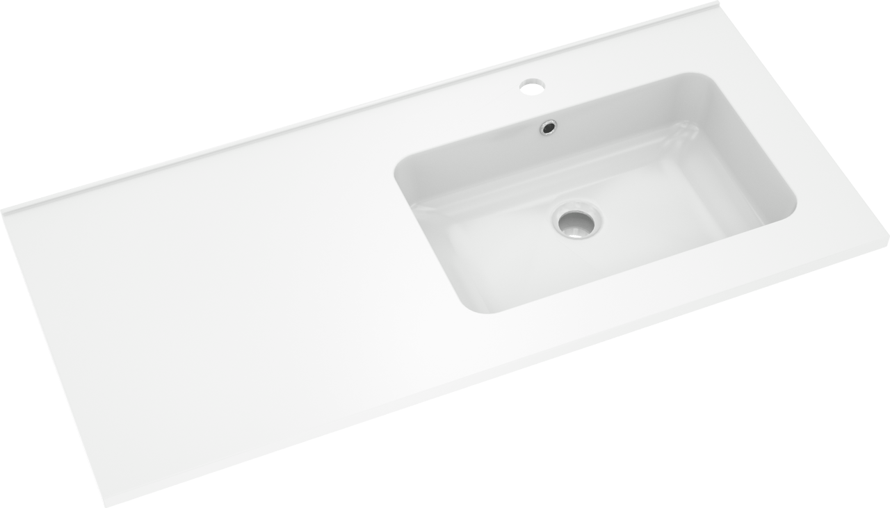 Linie Vano asymmetrisch rechtse wastafel glanzend composiet marmer 100 x 46 cm