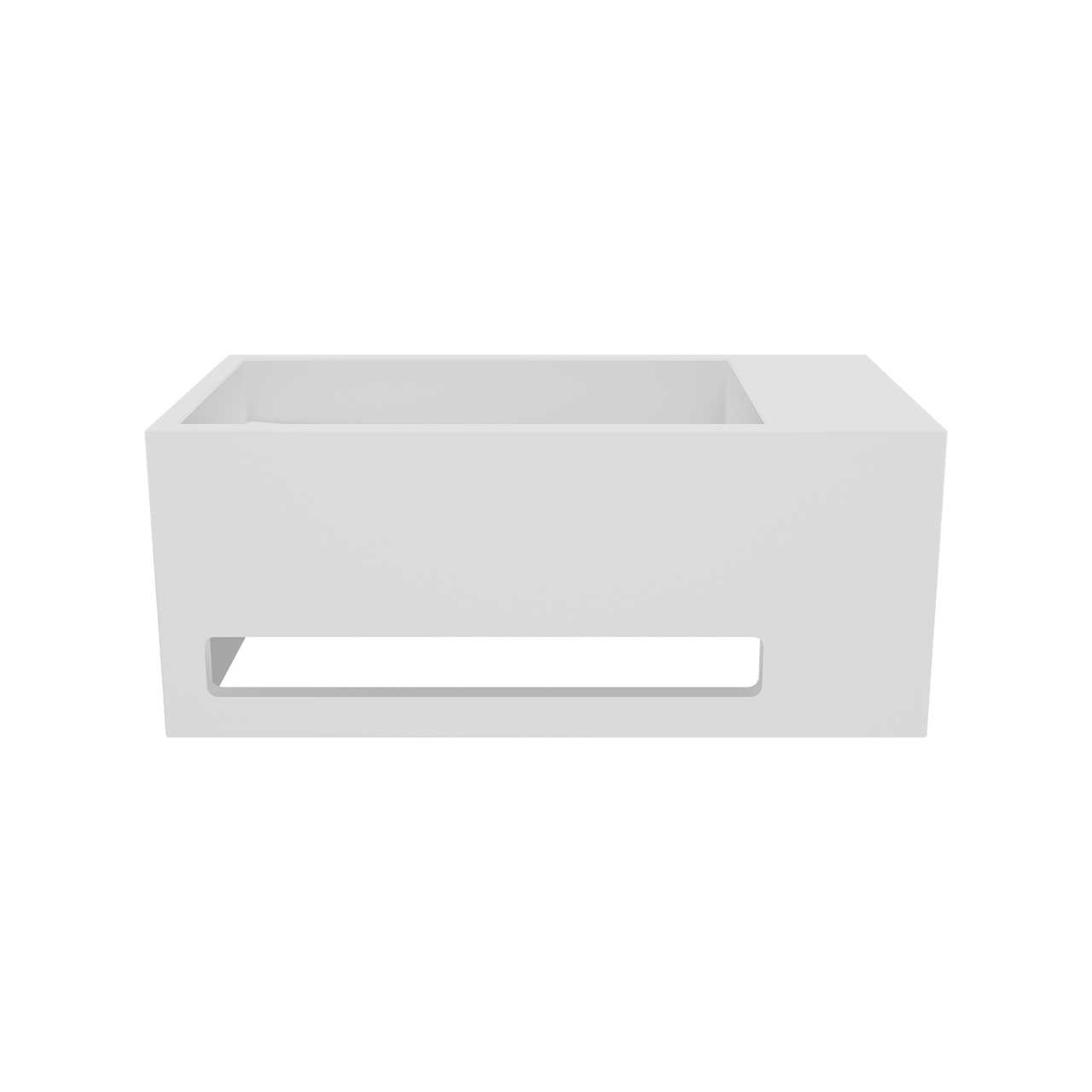 Balmani Mood High Handwaschbecken: 36 x 18 cm, Solid Surface, Weiß matt, mit Handtuchhalter