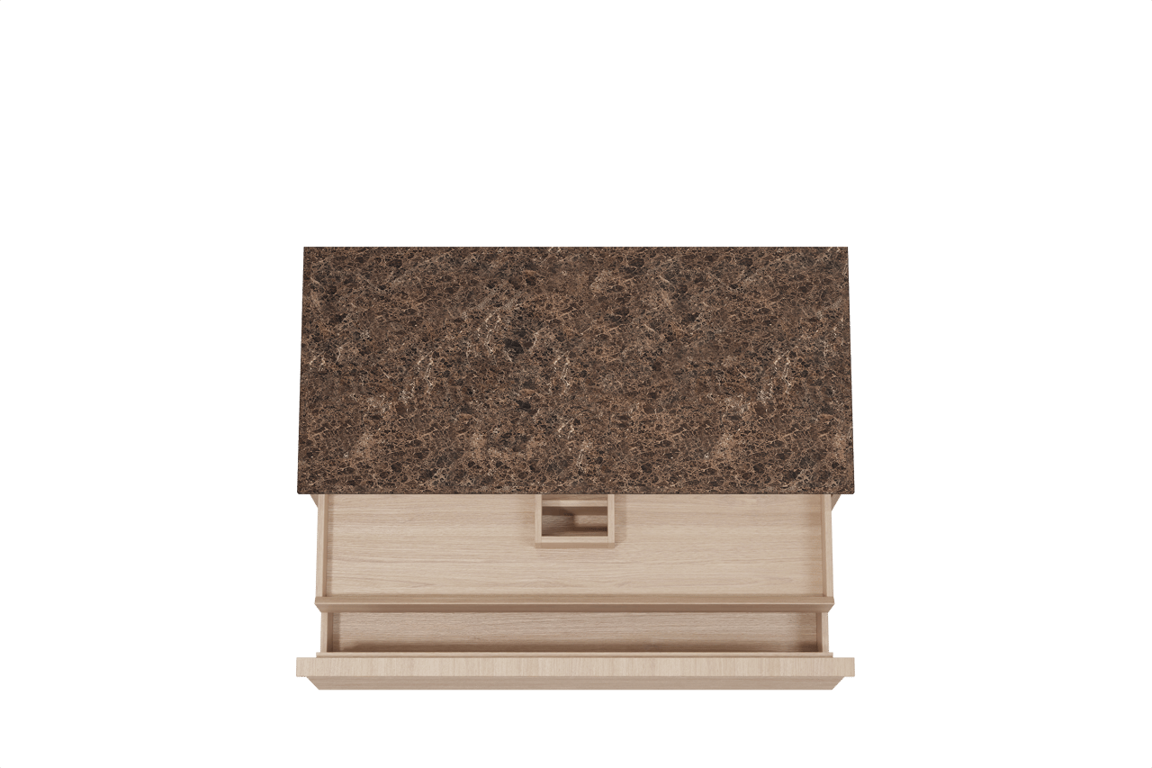 Balmani Forma zwevend badkamermeubel 120 x 55 cm natuur eik met Stretto enkel of dubbel tablet in marmer dark emperador, Horizontale symmetrische rechte ribbel