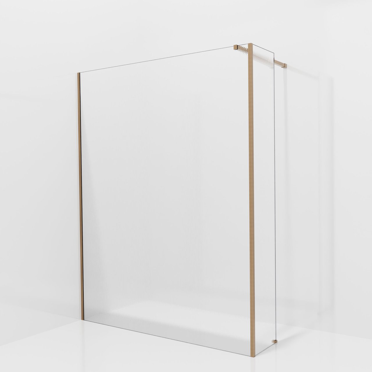 Balmani Modular inloopdouche met vaste zijwand: 160 x 200 cm, Ribs met coating, Brushed Rosegold profielen