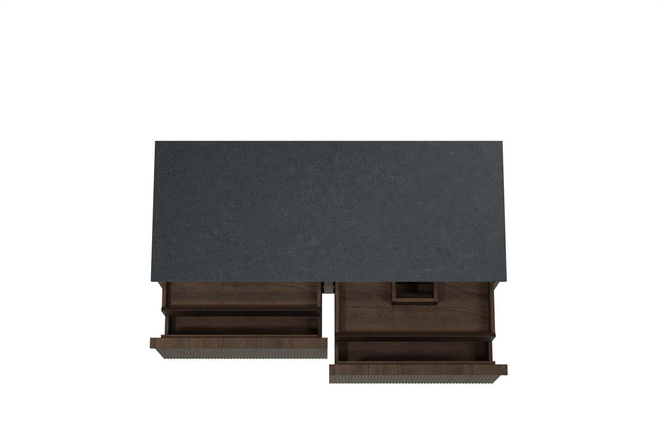 Balmani Forma hängendes Möbelstück Set: 135 x 55 cm, Geräucherte Eiche, mit Stretto Einzel- oder Doppel Waschtischplatte, Granit, Schwarzes Granit, Vertikale symmetrische gerade Rippe