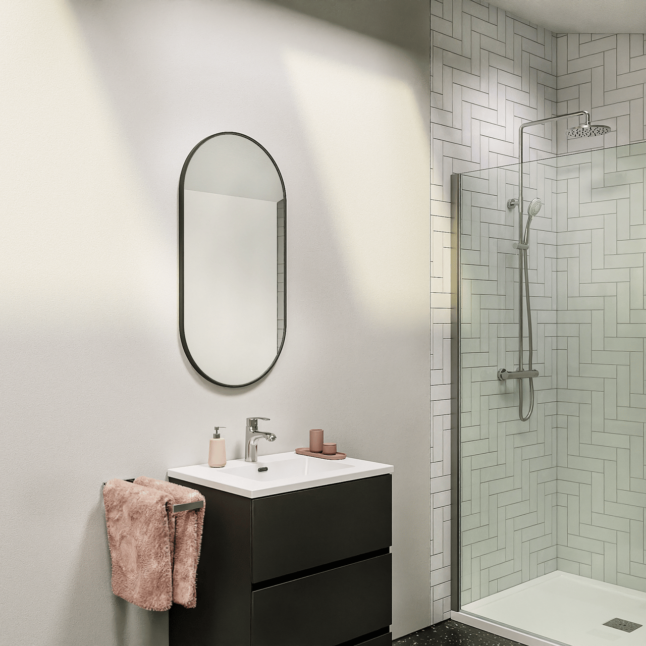 Storke Nero miroir ovale noir 45 x 90 cm