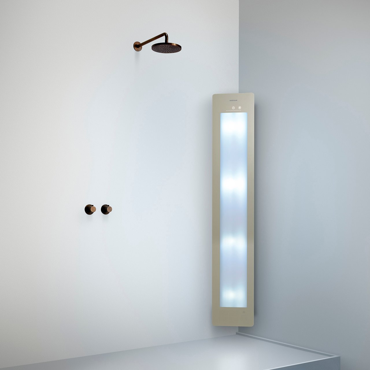 Sunshower Plus L Infrarood en UV Opbouw in hoek sand white