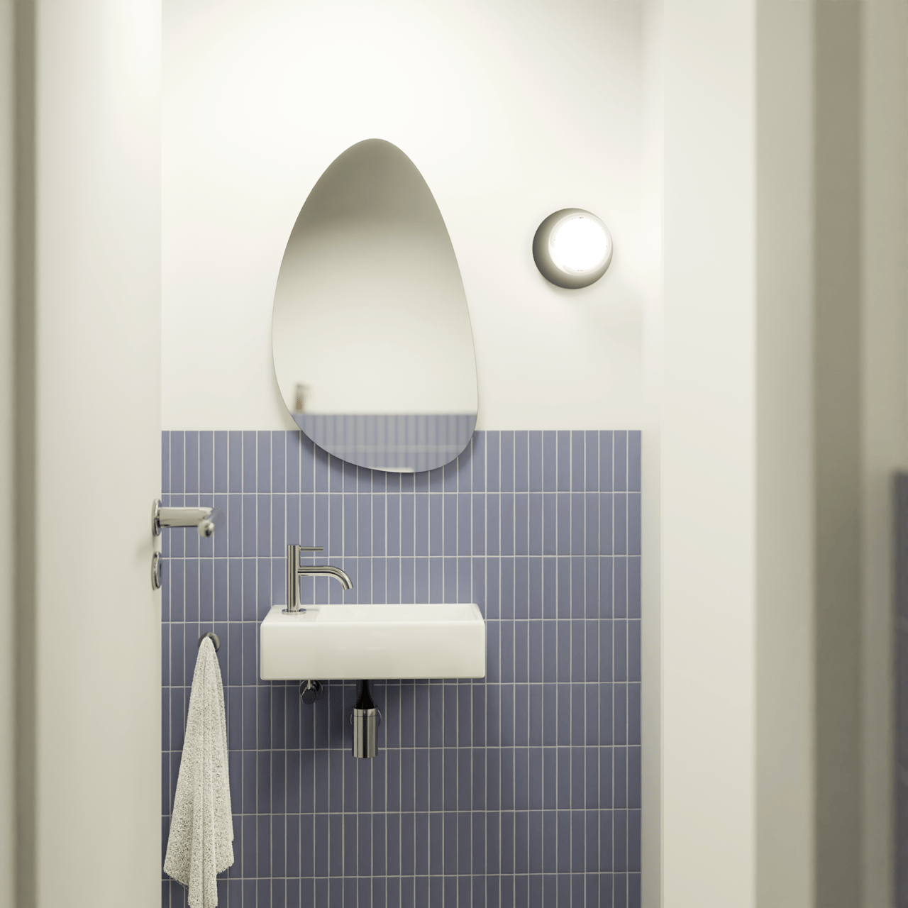 Luca Varess Cubic midi Lave-mains Blanc Brillant Porcelaine gauche 40,5x20 cm