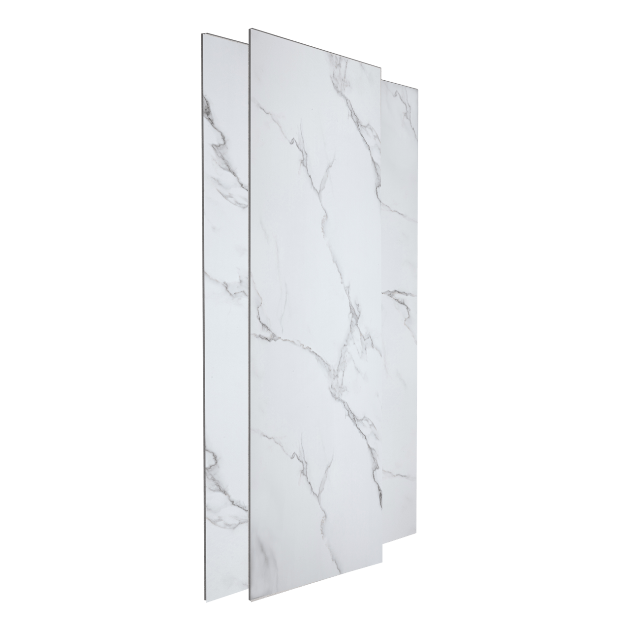 Linie Plato Set revêtement mural de douche 120x260 cm & 90x260 cm pvc aspect marbre blanc Trentino