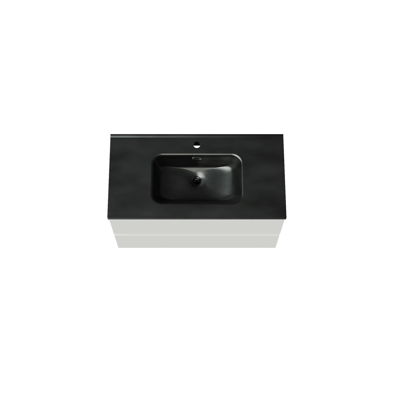 Linie Lado meuble salle de bains suspendu 90 x 46 cm blanc brillant avec Baro plan simple en porcelaine noir mat