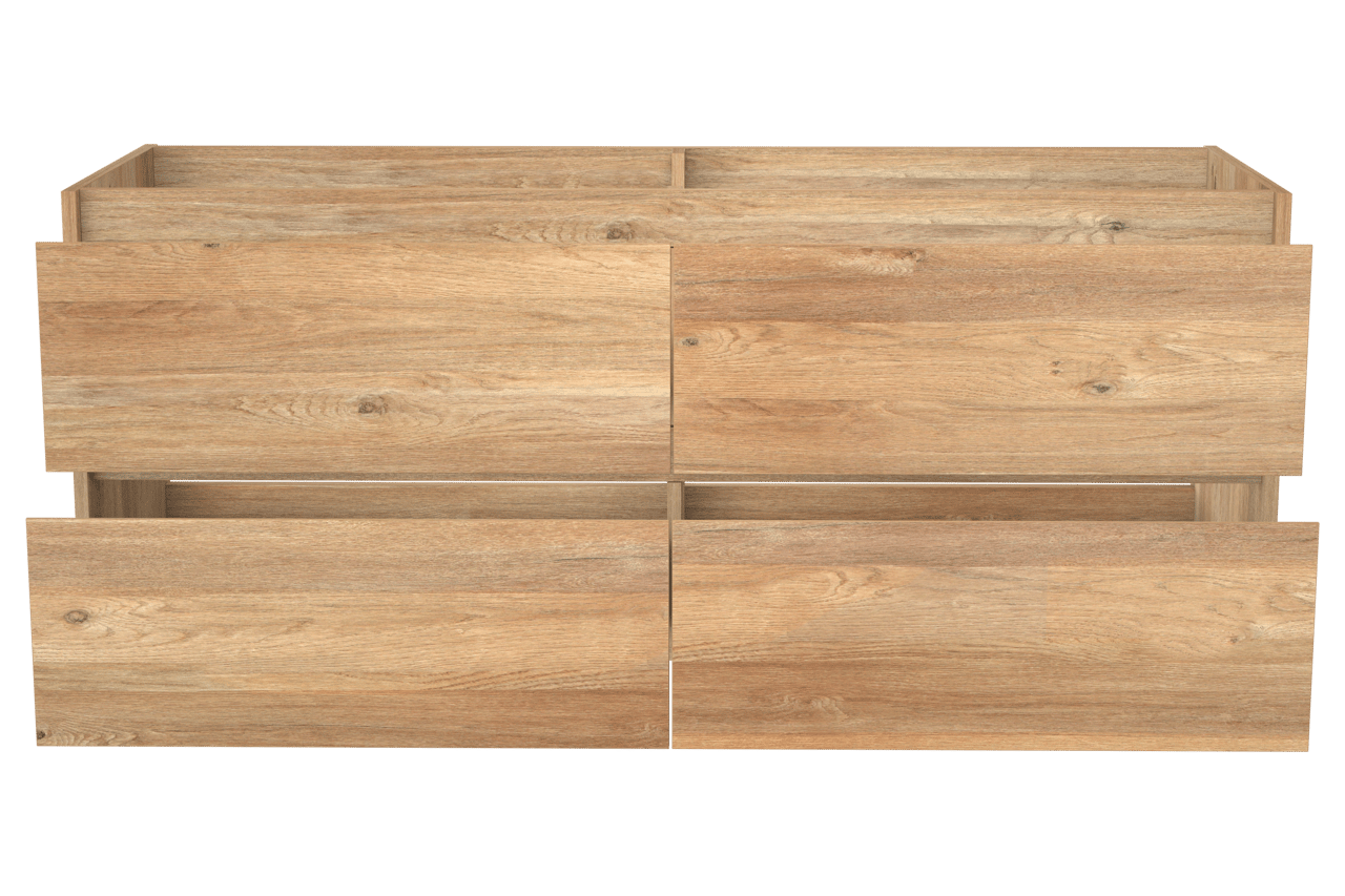 Storke Seda meuble sous-vasque suspendu 150 x 52 cm chêne brut 4 tiroirs