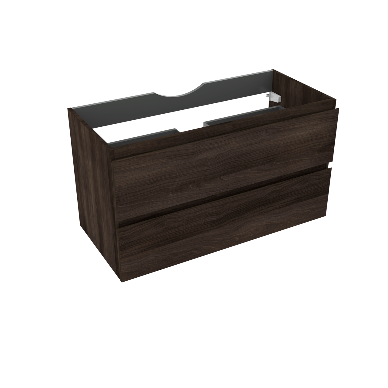 Linie Lado zwevende wastafelonderkast 100 x 46 cm donkere notenhout 2 lades