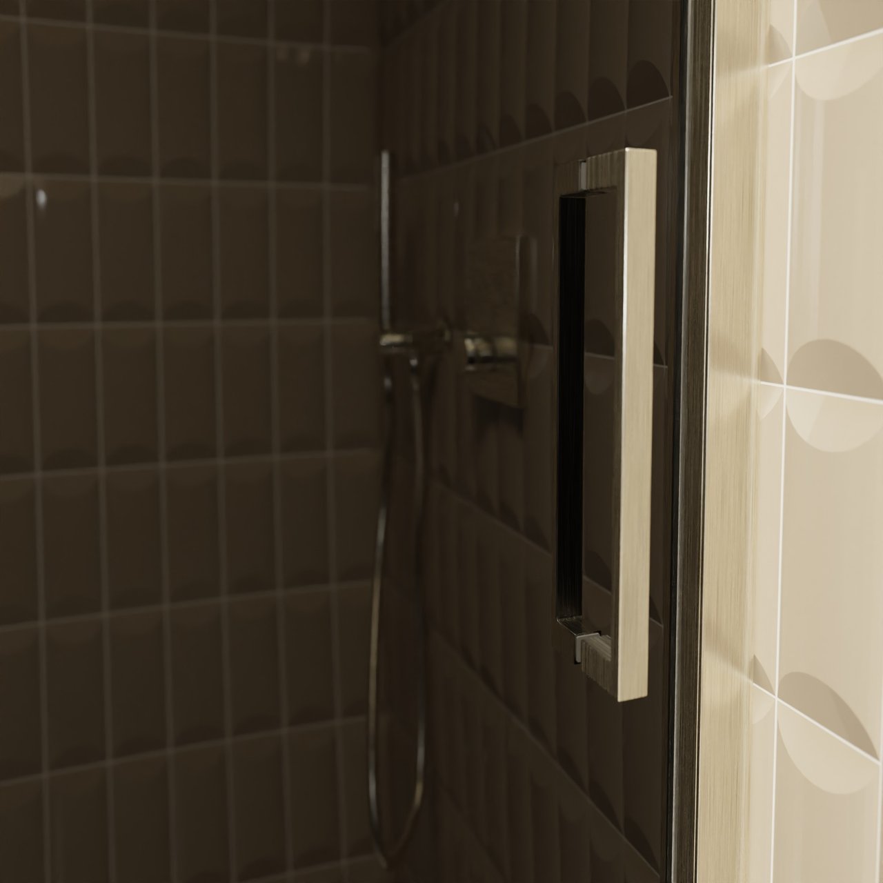 Balmani Senses Design porte coulissante réversible 140 cm x 210 cm verre fumé, Profil Brushed CoolMetal