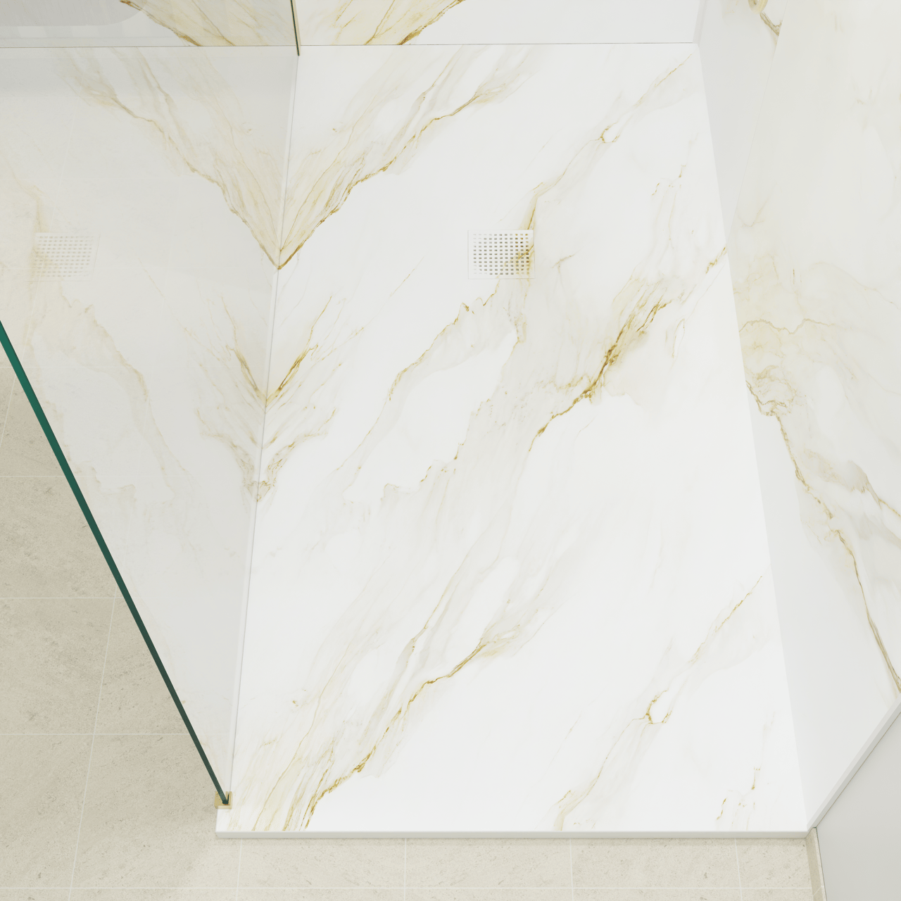Luca Varess Suite Duschwanne 180 x 90 cm Marmorkomposit Marble Gold