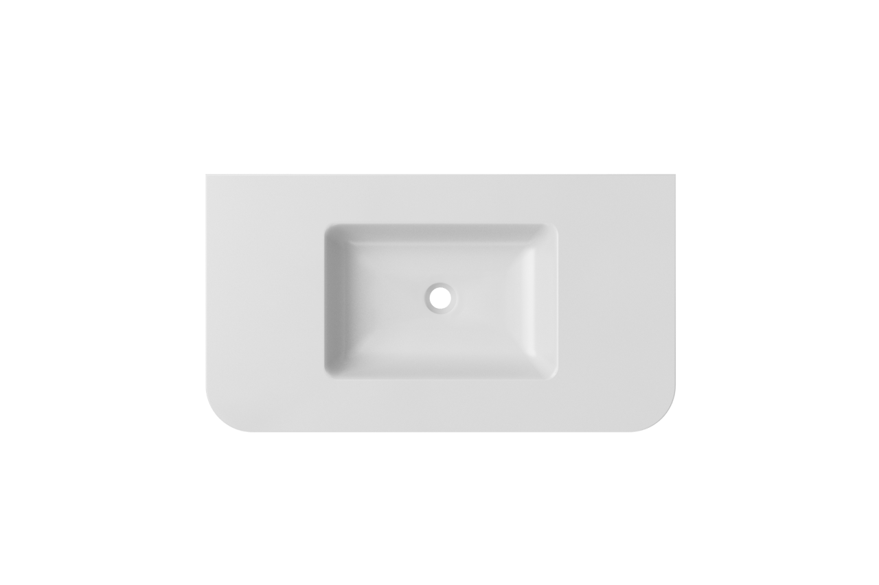 Balmani Moon Einzelwaschtisch matt weiße Solid Surface 100 x 55 cm
