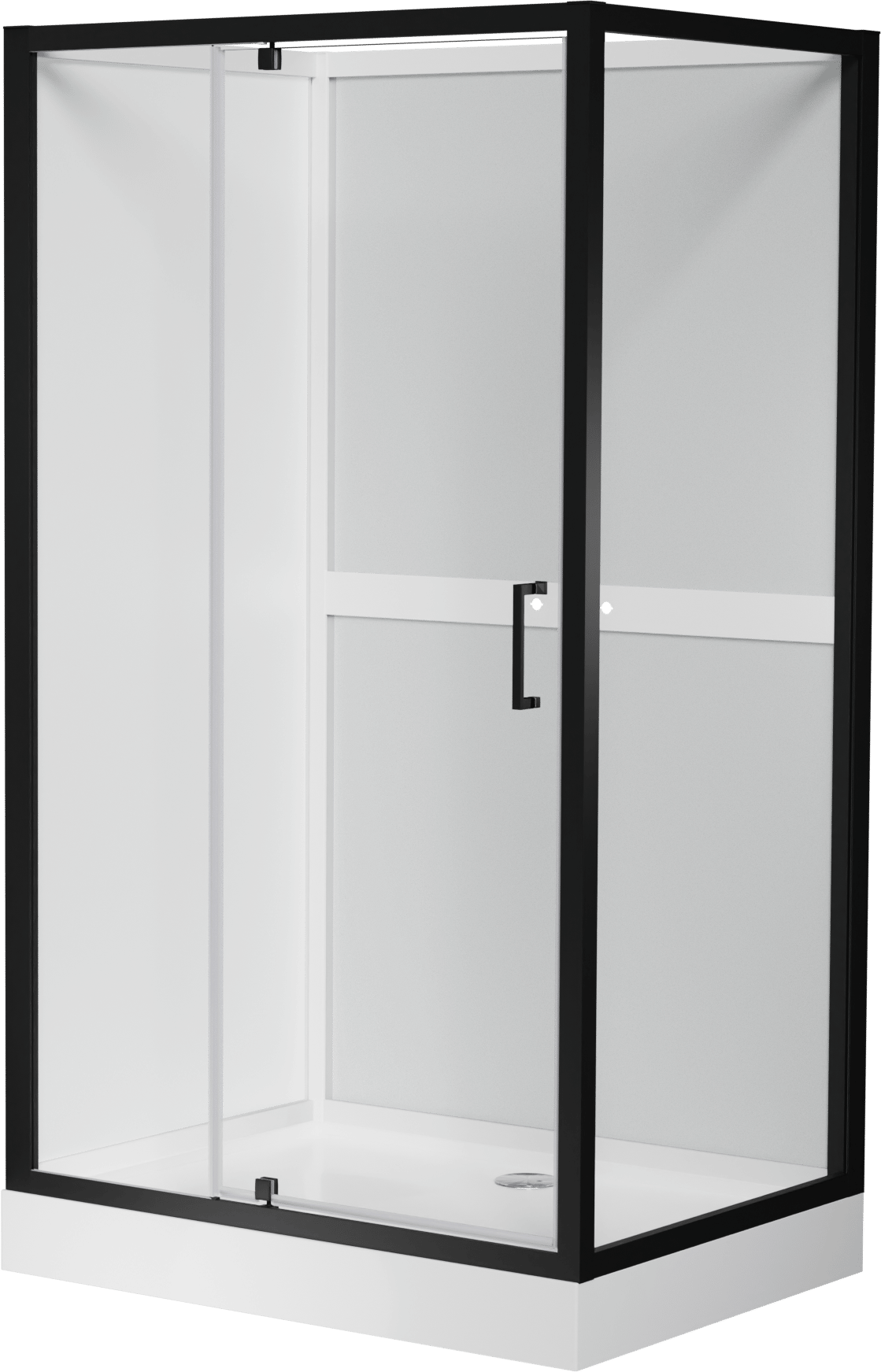 Luca Varess Talan rechthoekige complete douchecabine met draaideuren 90 x 120 cm helder glas mat zwart profiel