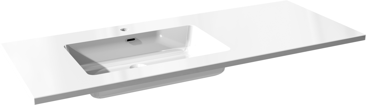 Storke Diva asymmetrisch linkse wastafel glanzend composiet marmer 130 x 52 cm combinatie kast 35 cm