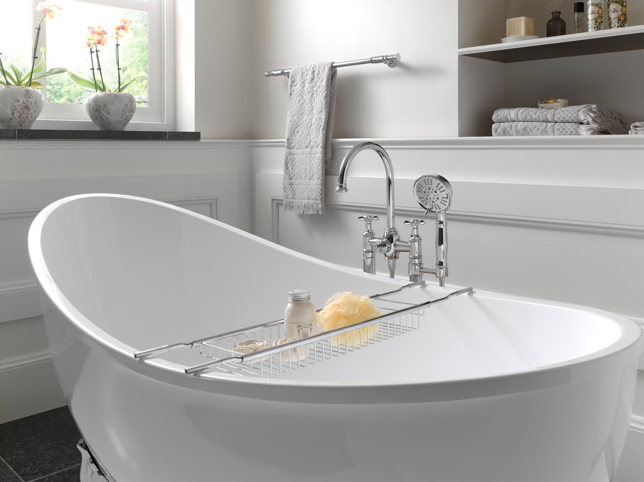 House of Ascott Westminster robinet baignoire îlot avec douchette chrome brillant