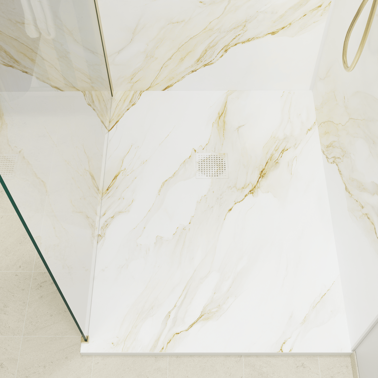 Luca Varess Suite douchebak 120 x 90 cm composietmarmer Marble Gold 
