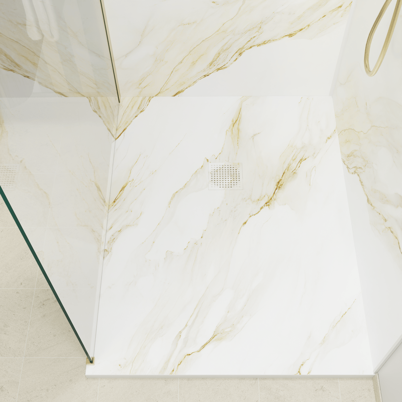 Luca Varess Suite receveur de douche 120 x 90 cm marbre composite Marble Gold
