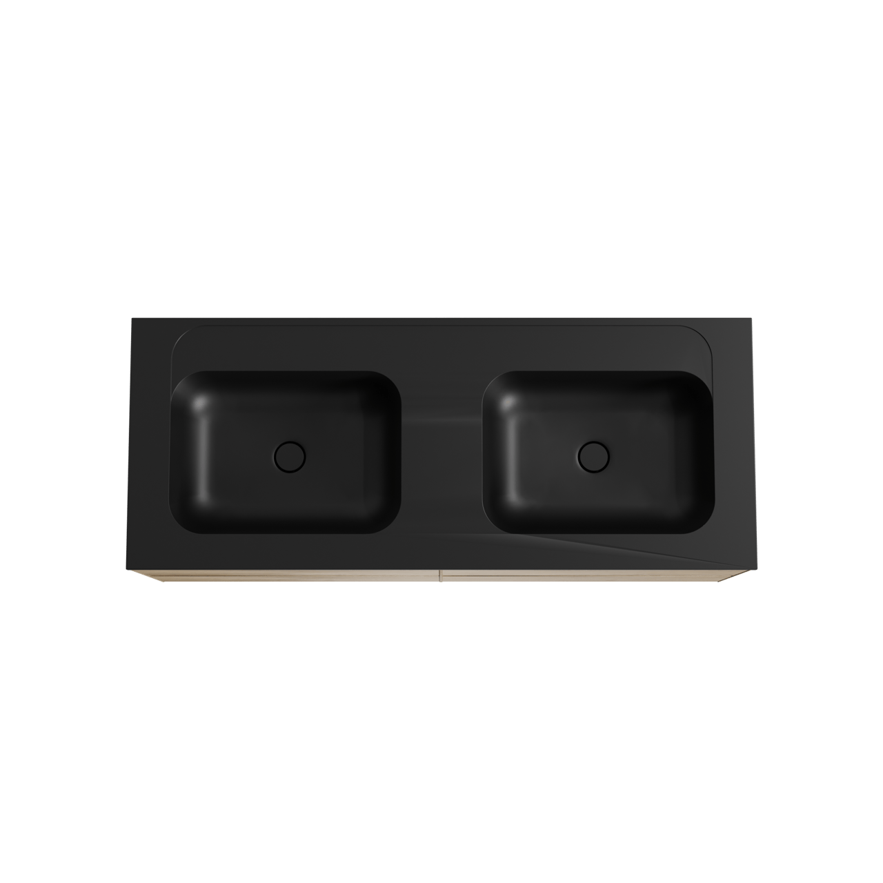 Balmani Mitra meuble salle de bains suspendu 135 x 55 cm chêne brut avec Tablo Strada double vasque en marbre composite noir mat