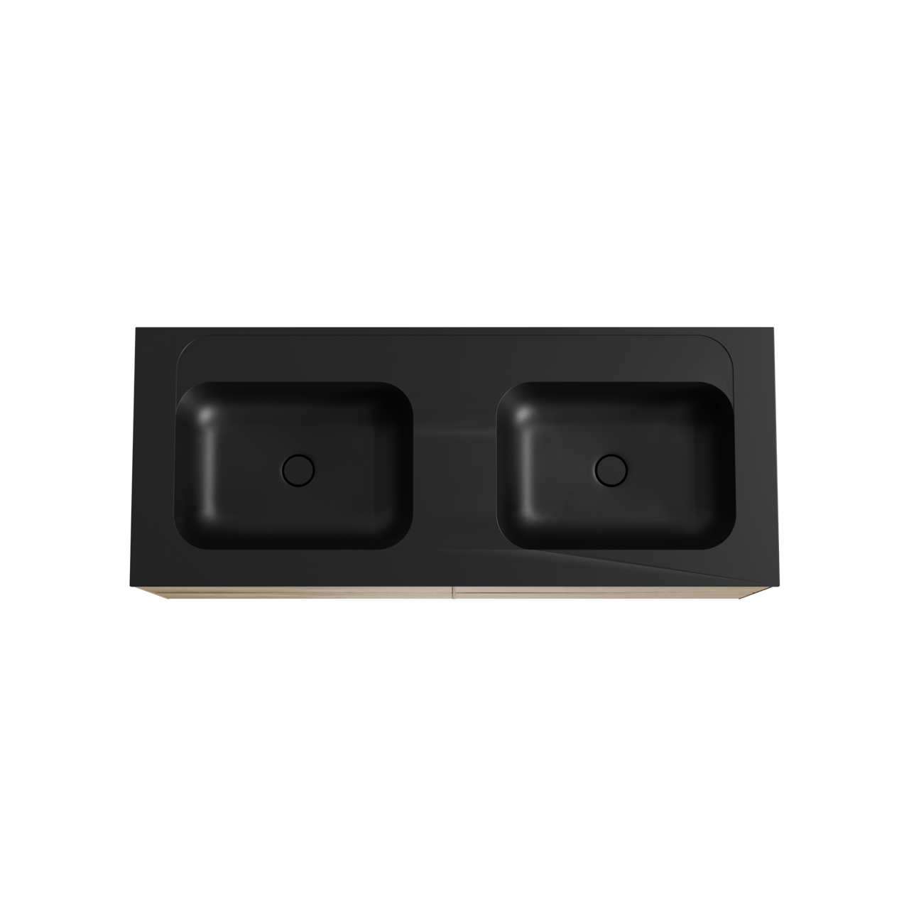 Balmani Mitra hängendes Möbelstück Set: 135 x 55 cm, Rohe Eiche, mit Tablo Strada Doppelwaschtisch, Marmorkomposit Schwarz matt