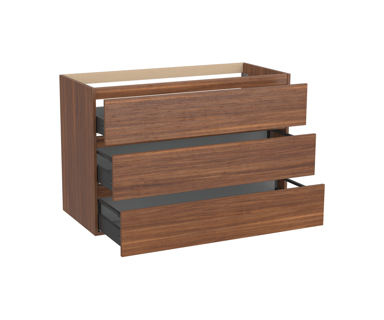 Balmani Lucida stehend Bad-Unterschrank 120 x 55 cm, Amerikanischer Nussbaum, 3 Schubladen