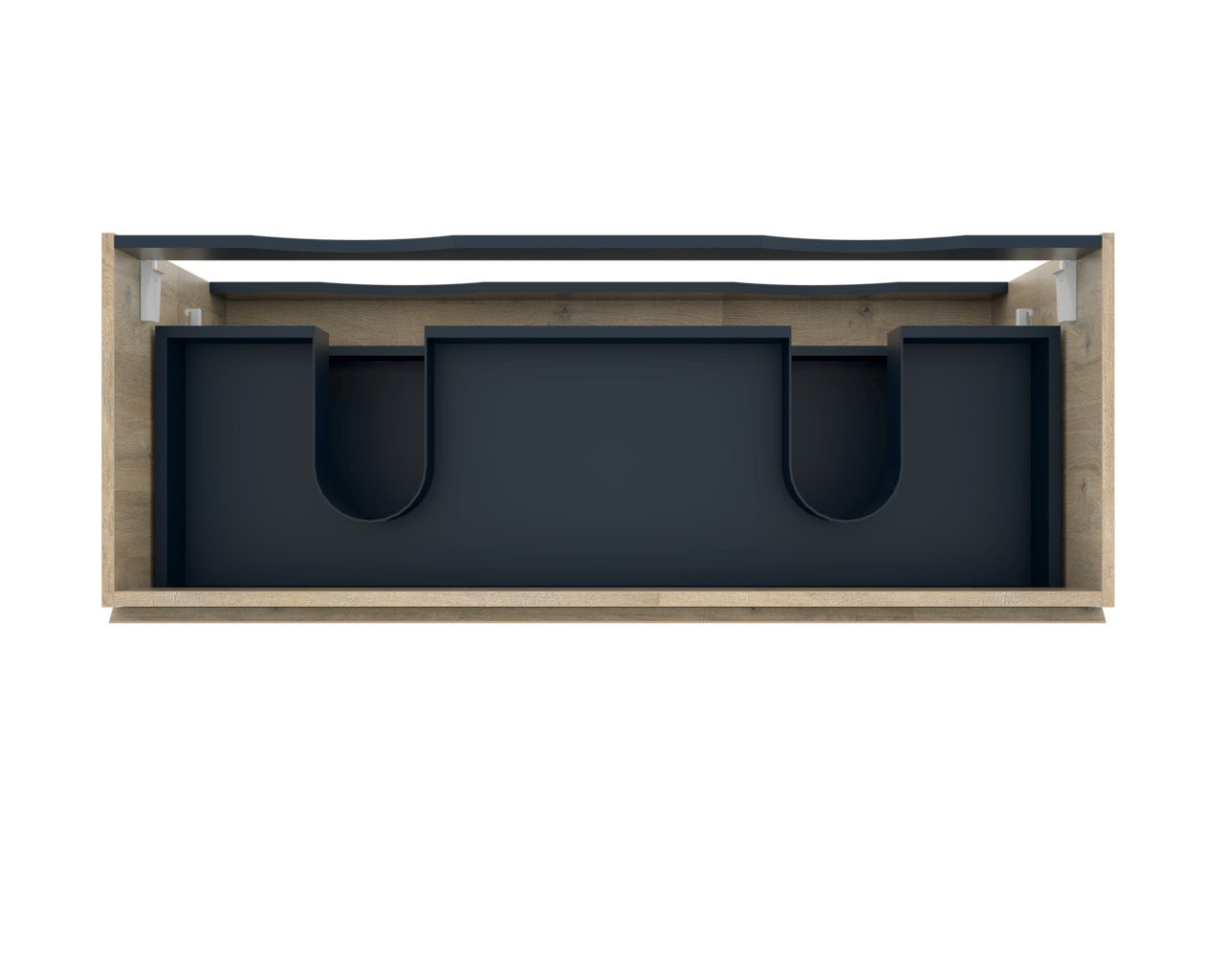 Linie Lado zwevende wastafelonderkast 120 x 46 cm natuur eik 2 lades 2 sifonuitsparingen