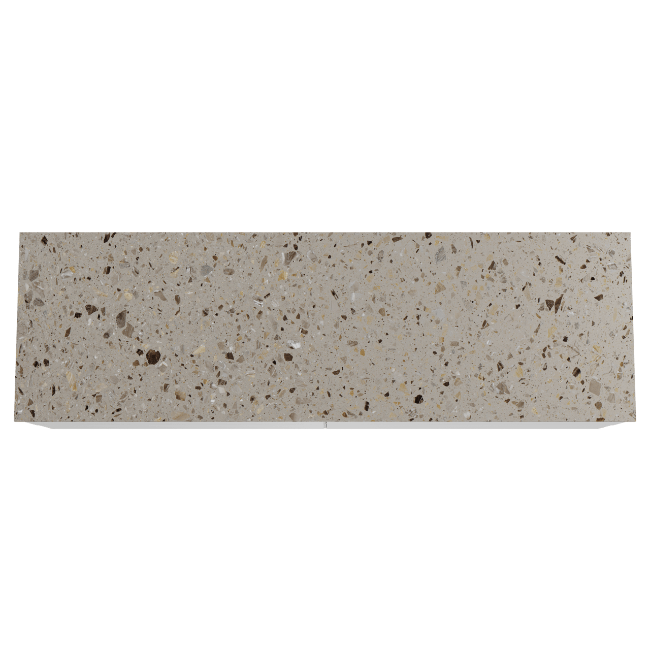 Balmani Mitra hängendes Möbelstück Set: 180 x 55 cm, Weiß matt, mit Stretto Einzel- oder Doppel Waschtischplatte, Terrazzo in Greige